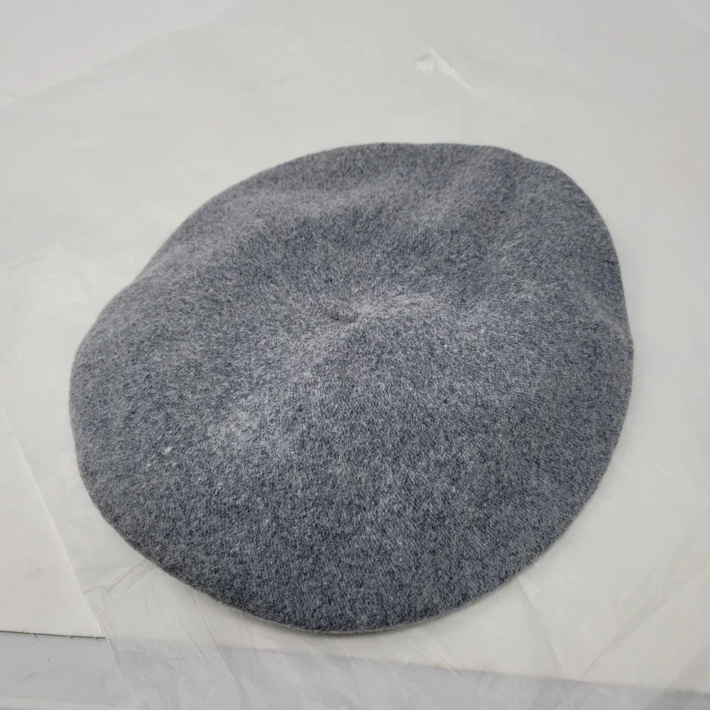 Vtg 90s Heather Gray Wool Beret Hat Embroidered Cherry‎ Tastytrade Logo Finance
